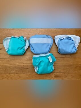 New! Bum Genius Newborn Aplix (Velcro closure) cloth diapers - Aqua + Lt. Blue